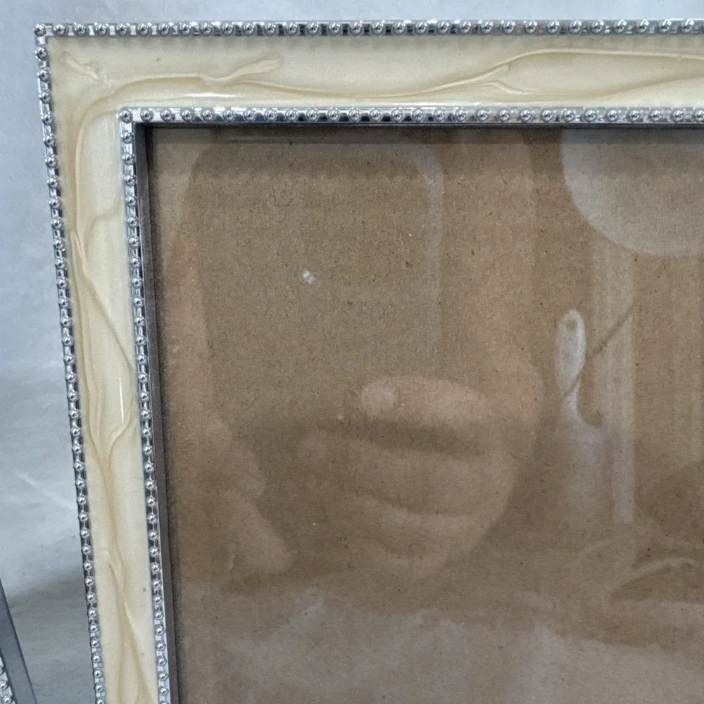 2 Cream Enamel Marble Swirl Picture Frame 5 X 7